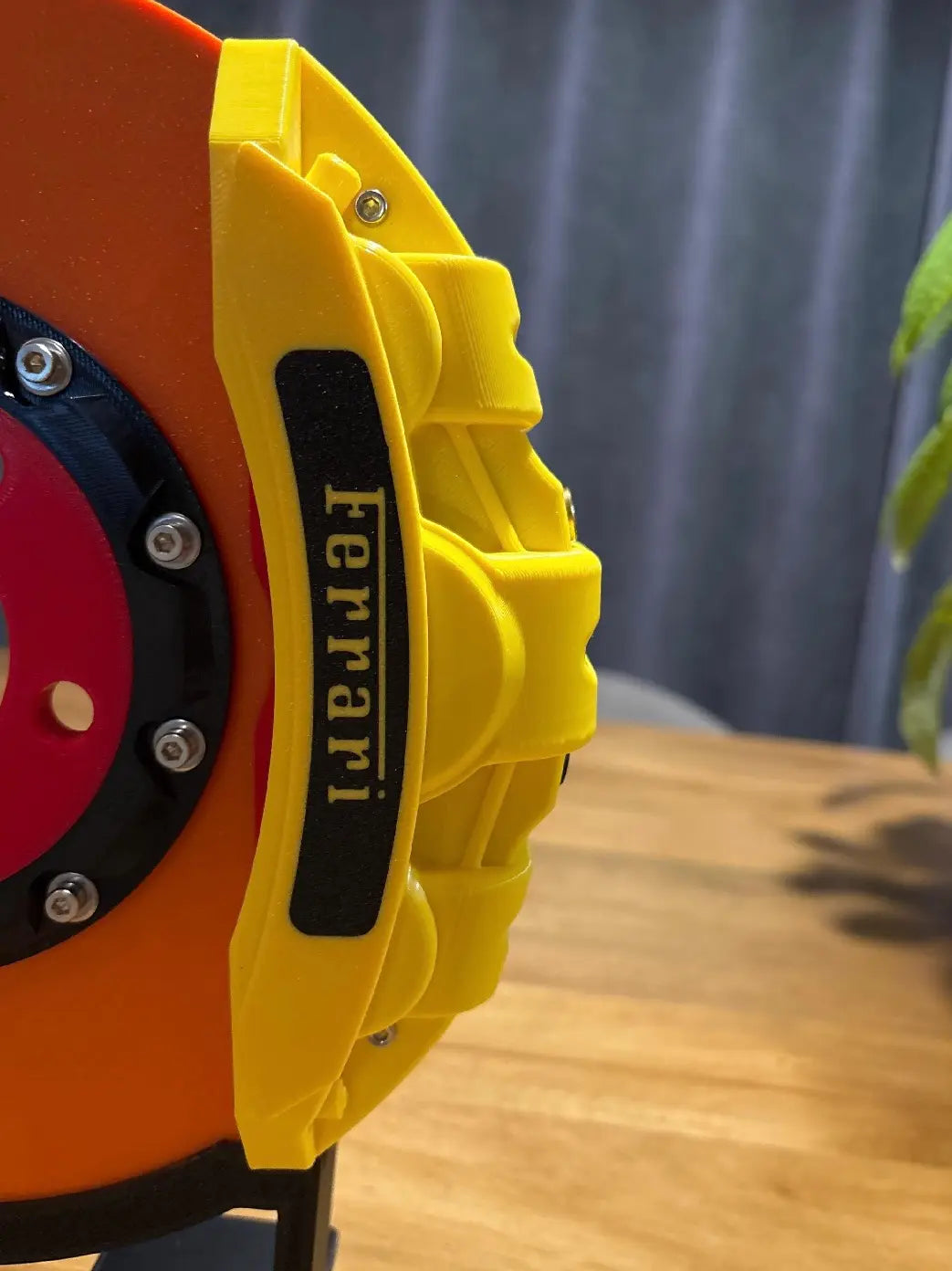 Ferrari brake disc lamp glowing on desk