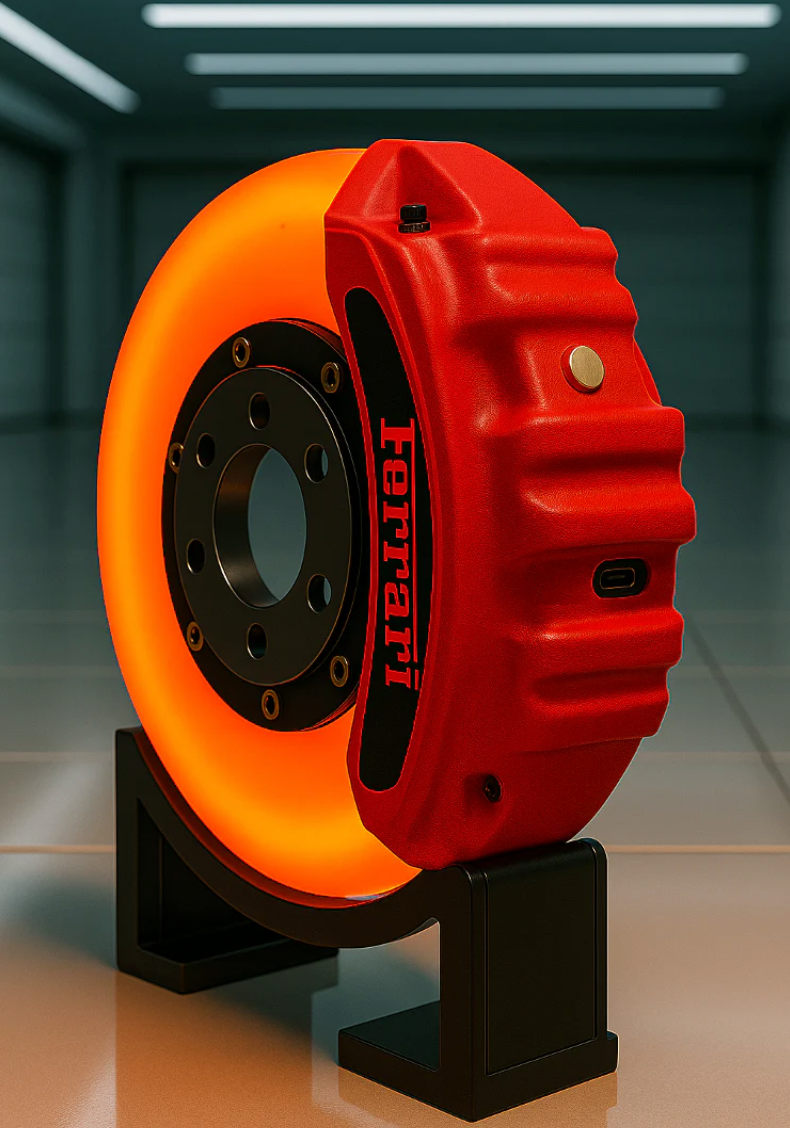 Ferrari Brake Disc Lamp USB-C rechargeable LED light - Red and orange F1-style decor for garage or sim racing setup