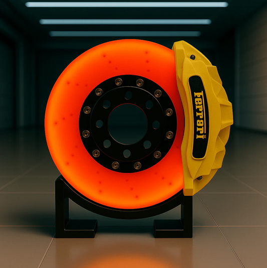 Ferrari Brake Disc Lamp USB-C rechargeable LED light - orange and yellow decor for garage or sim racing setup