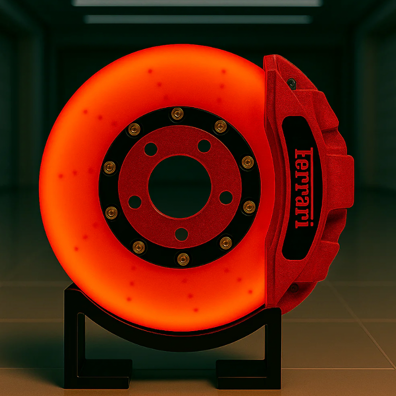 Ferrari Brake Disc Lamp USB-C rechargeable LED light - orange and Red decor for garage or sim racing